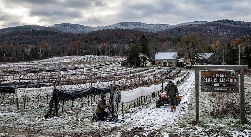 Viñedos de Quebec en un paisaje continental junto al río San Lorenzo