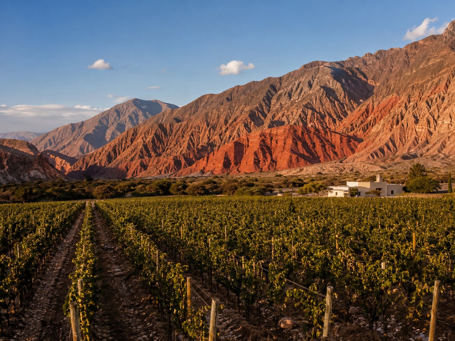 Viñedos de los Valles Calchaquíes rodeados por montañas áridas