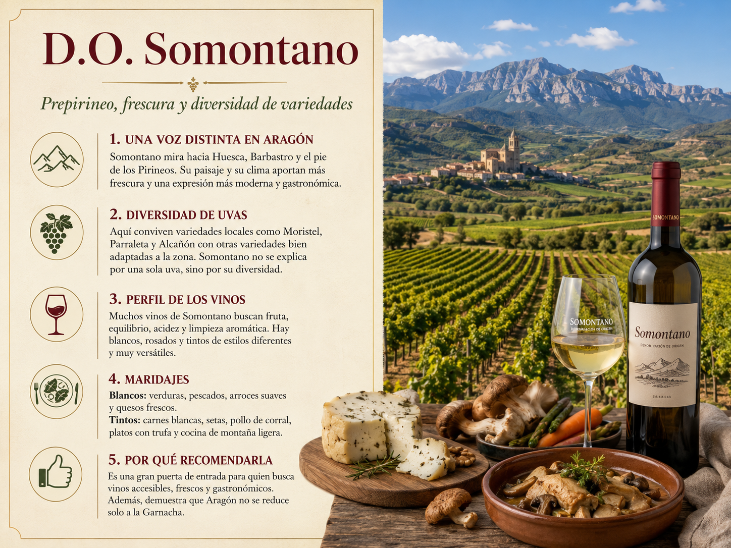 Viñedos de Somontano con paisaje del Prepirineo oscense al fondo