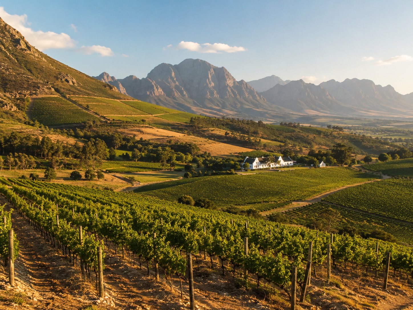 Viñedos de Stellenbosch entre montañas, granito y suelos de arcilla