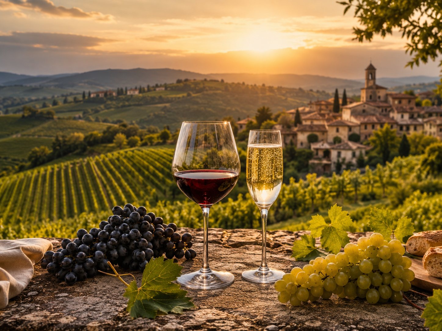 Viñedos de Véneto con colinas de Valpolicella, Soave y paisaje de Prosecco