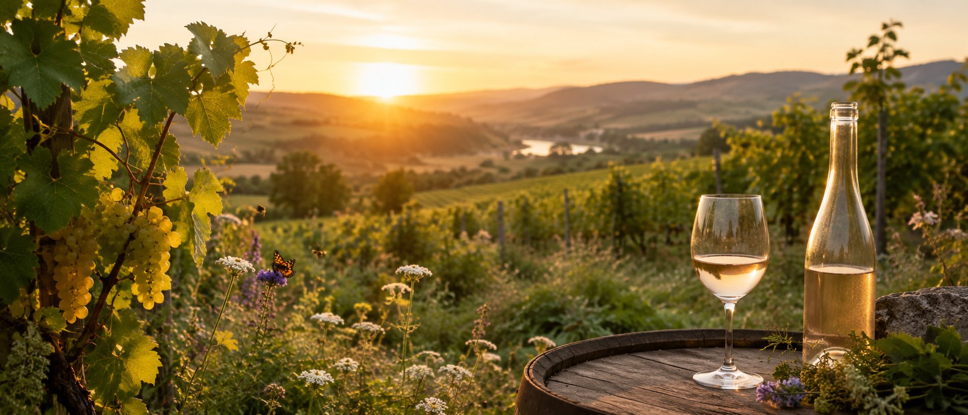 Copas de vino natural, ecológico y biodinámico en una mesa