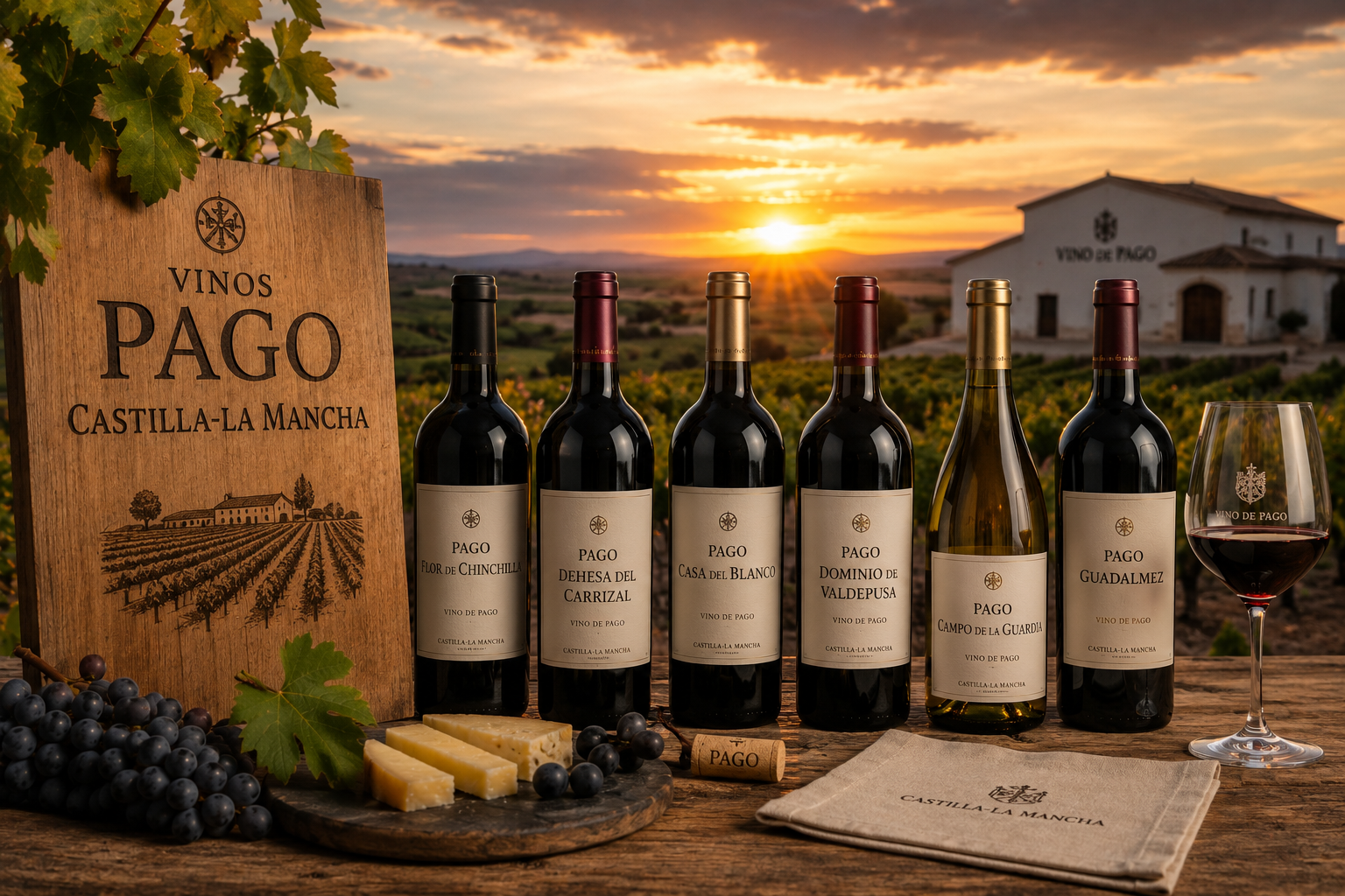 Vino de Pago en Castilla-La Mancha con finca, viñedo, suelo seco y bodega de arquitectura sobria
