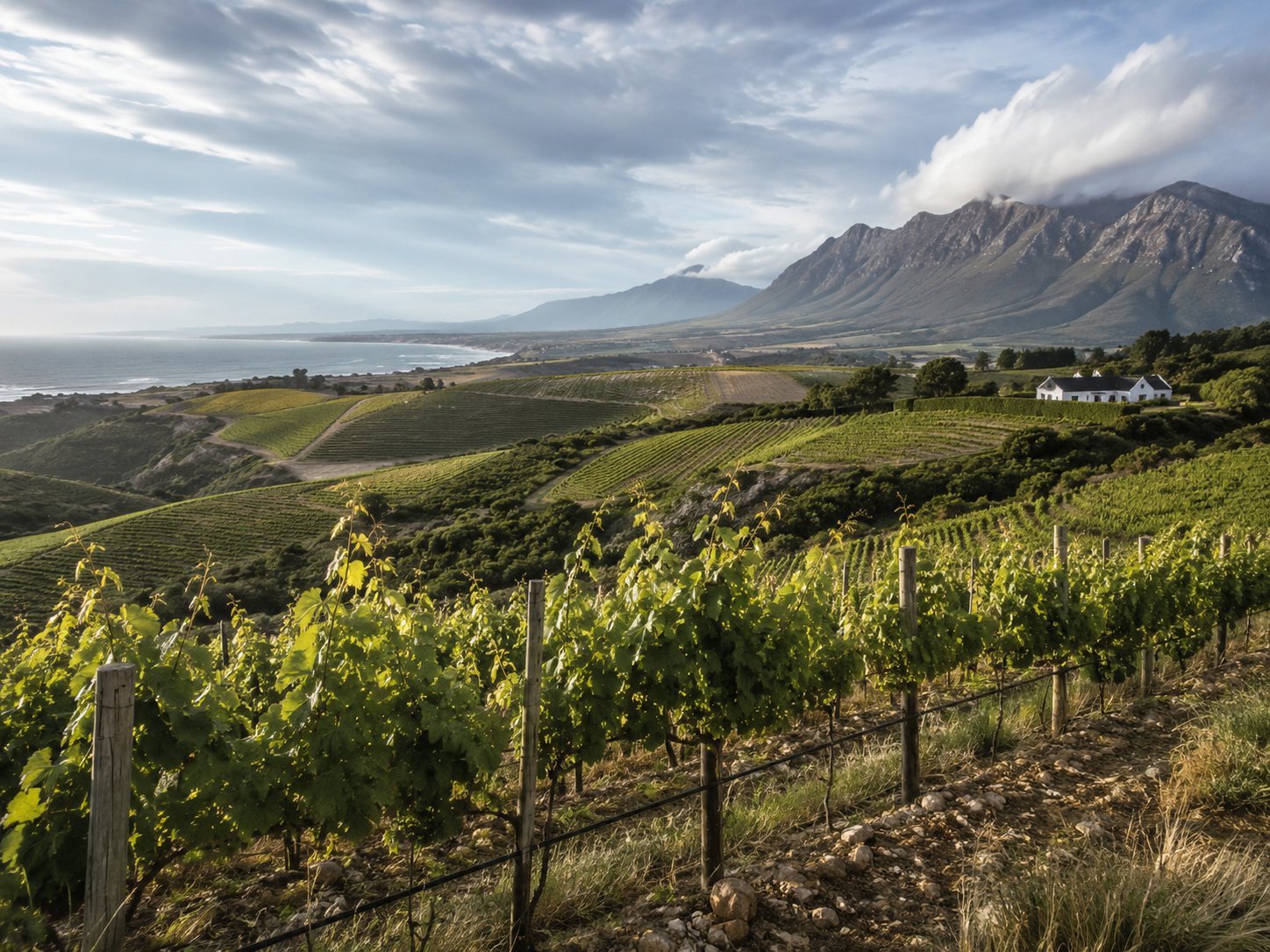 Viñedos frescos de Walker Bay, Elgin y Cape Agulhas cerca del océano