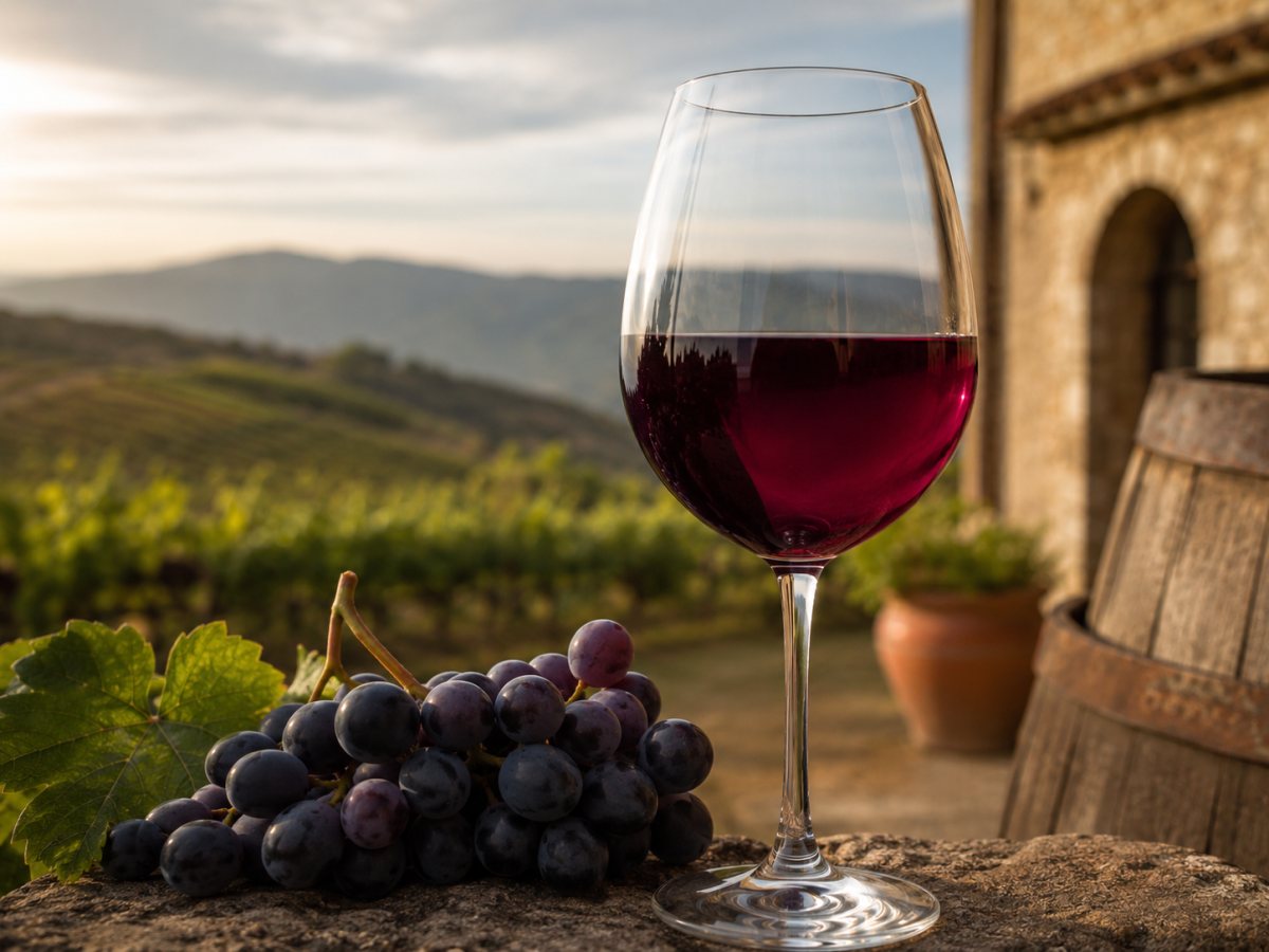 Copa de vino elaborado con uva Aglianico