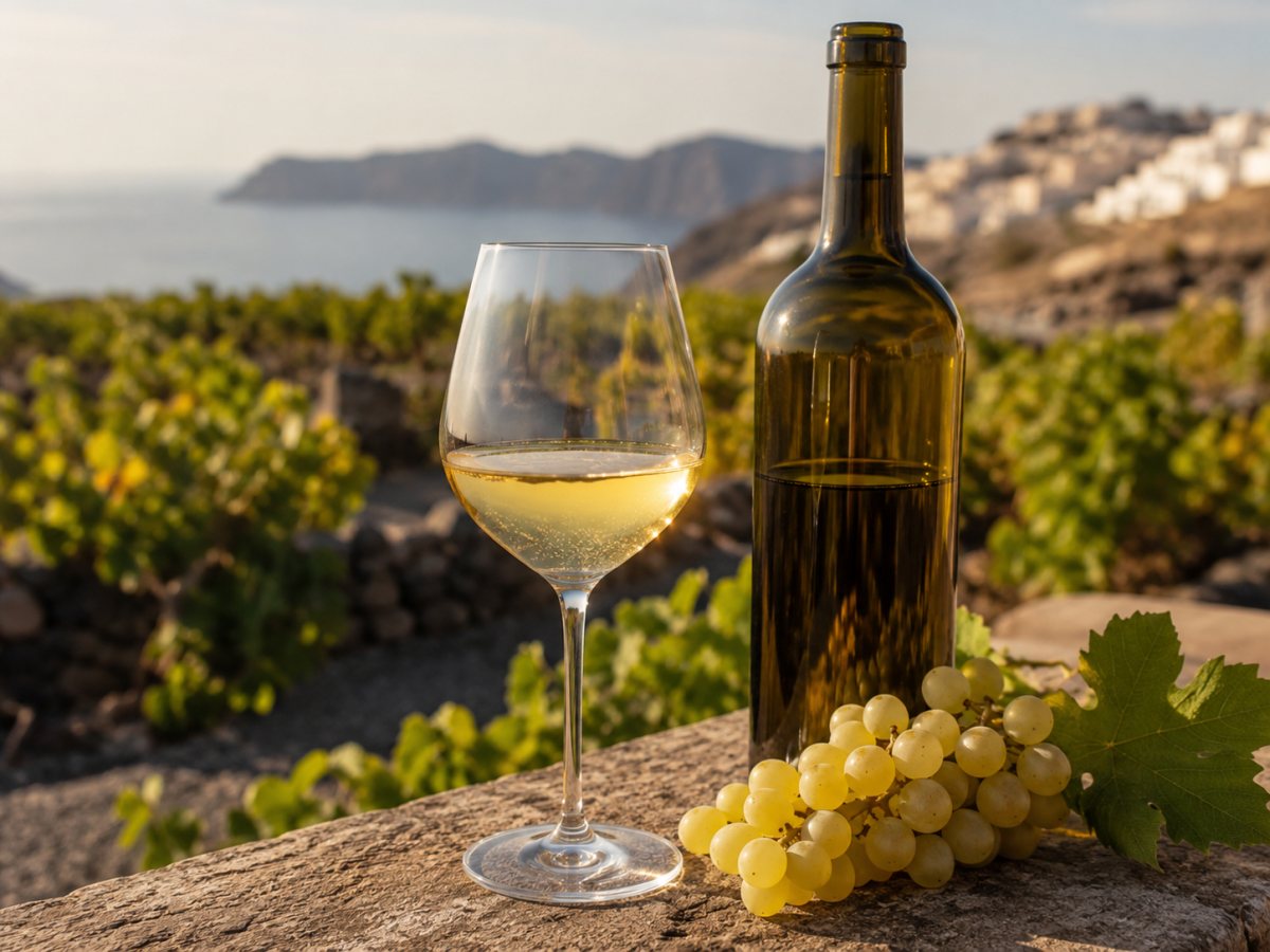 Copa de vino blanco floral elaborado con Aidani