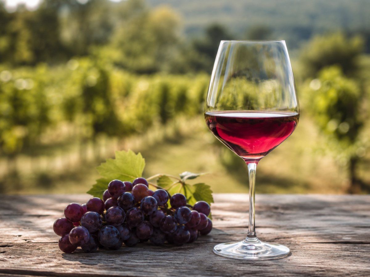 Copa de vino elaborado con uva Cinsault