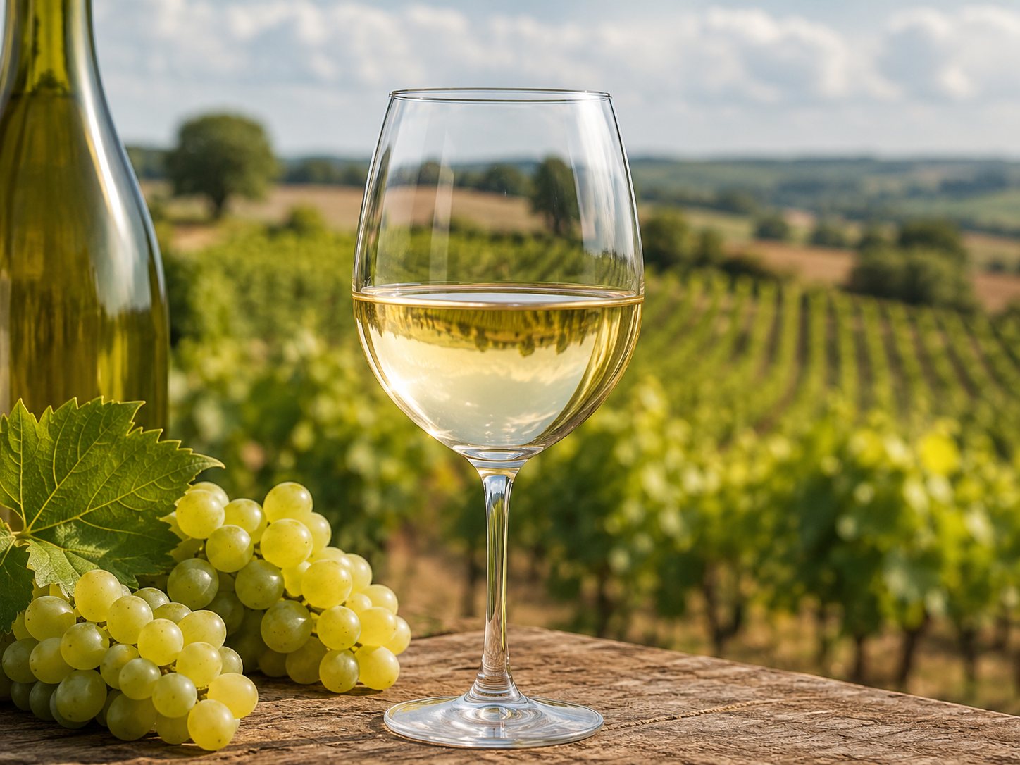 Copa de vino elaborado con uva Colombard
