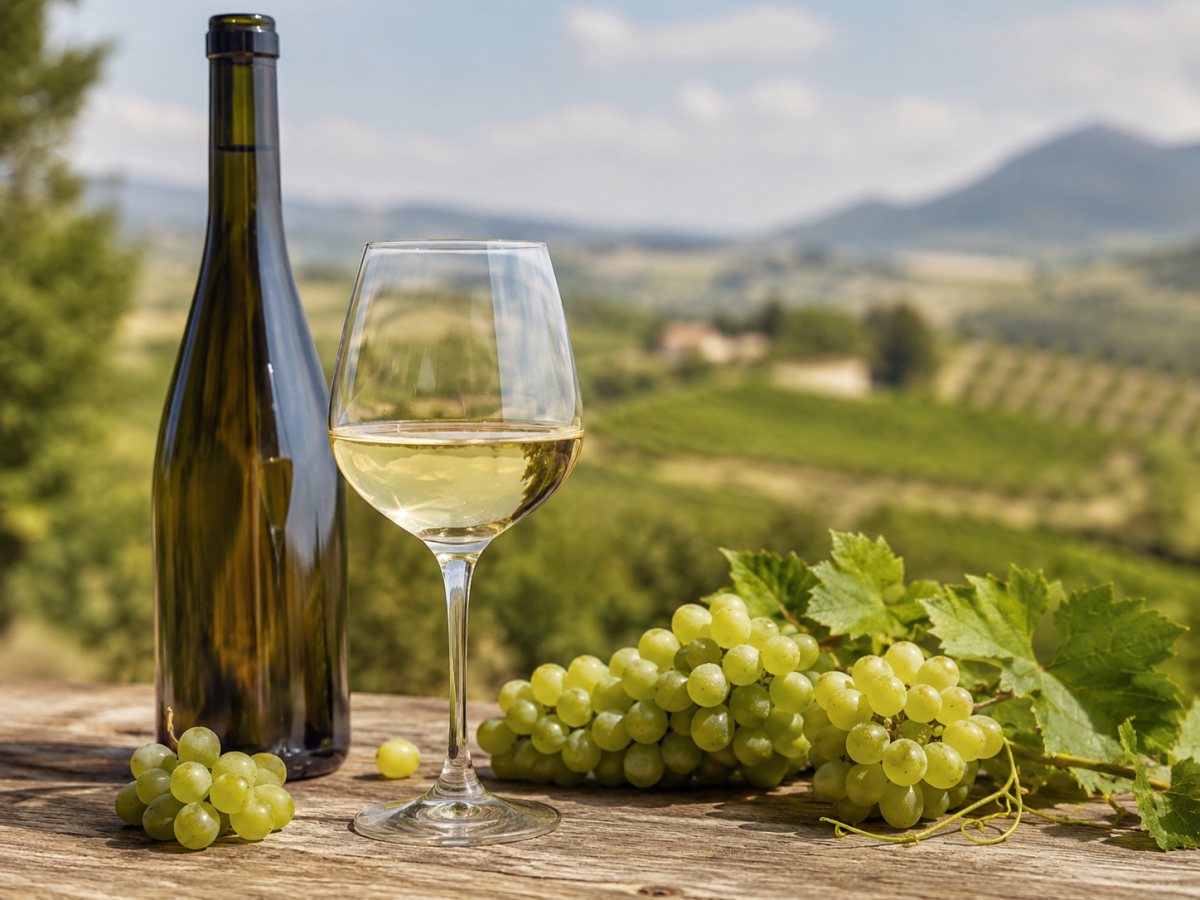 Copa de vino elaborado con uva Greco