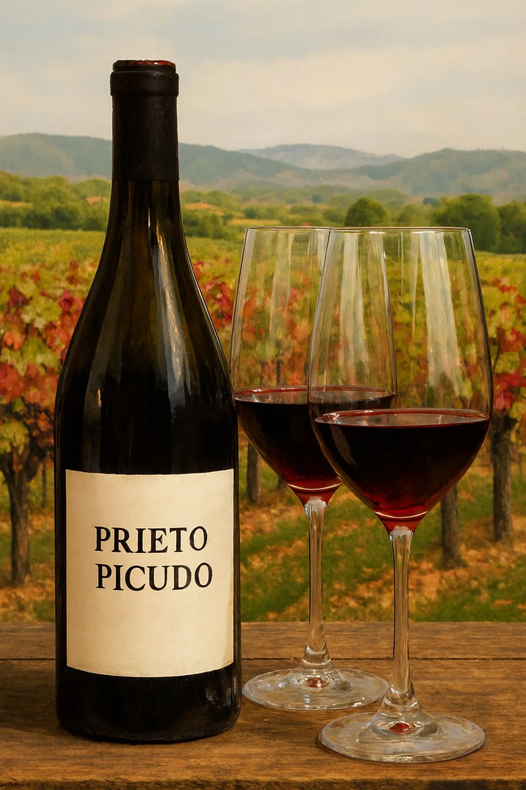 Vino tinto y rosado de Prieto Picudo servido en copa