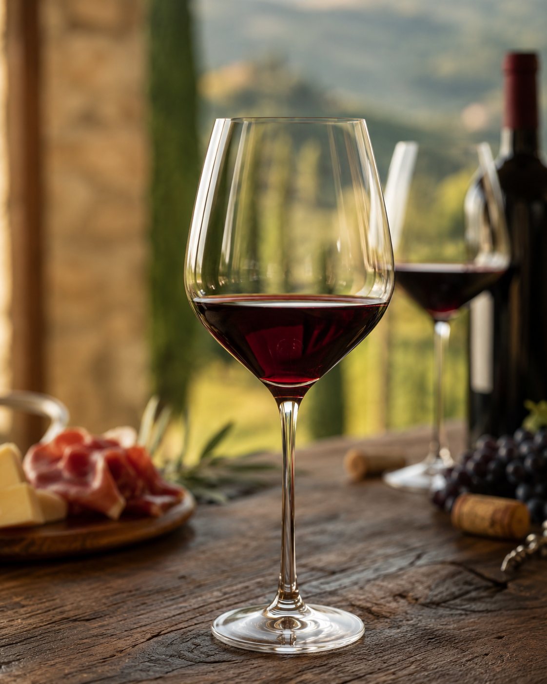 Copa de vino tinto de Valpolicella elaborado con Rondinella, Corvina y Corvinone