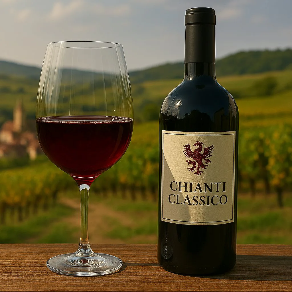 Copa de vino tinto elaborado con Sangiovese