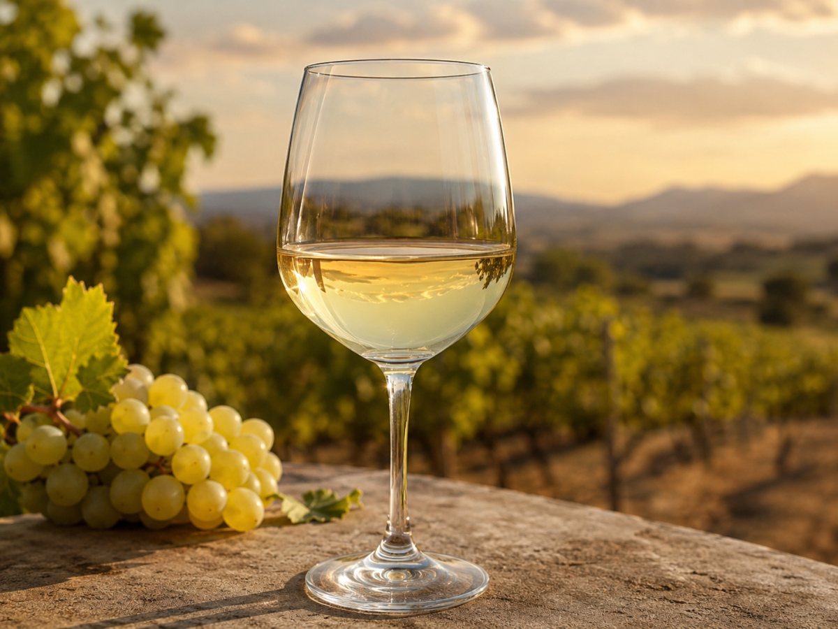 Copa de vino blanco elaborado con Tortosí