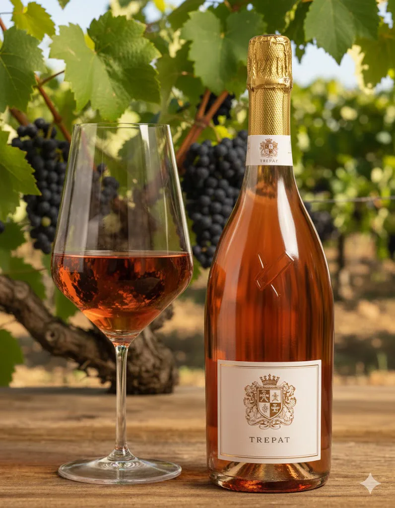 Copa de vino tinto de Trepat de color rubí y perfil delicado