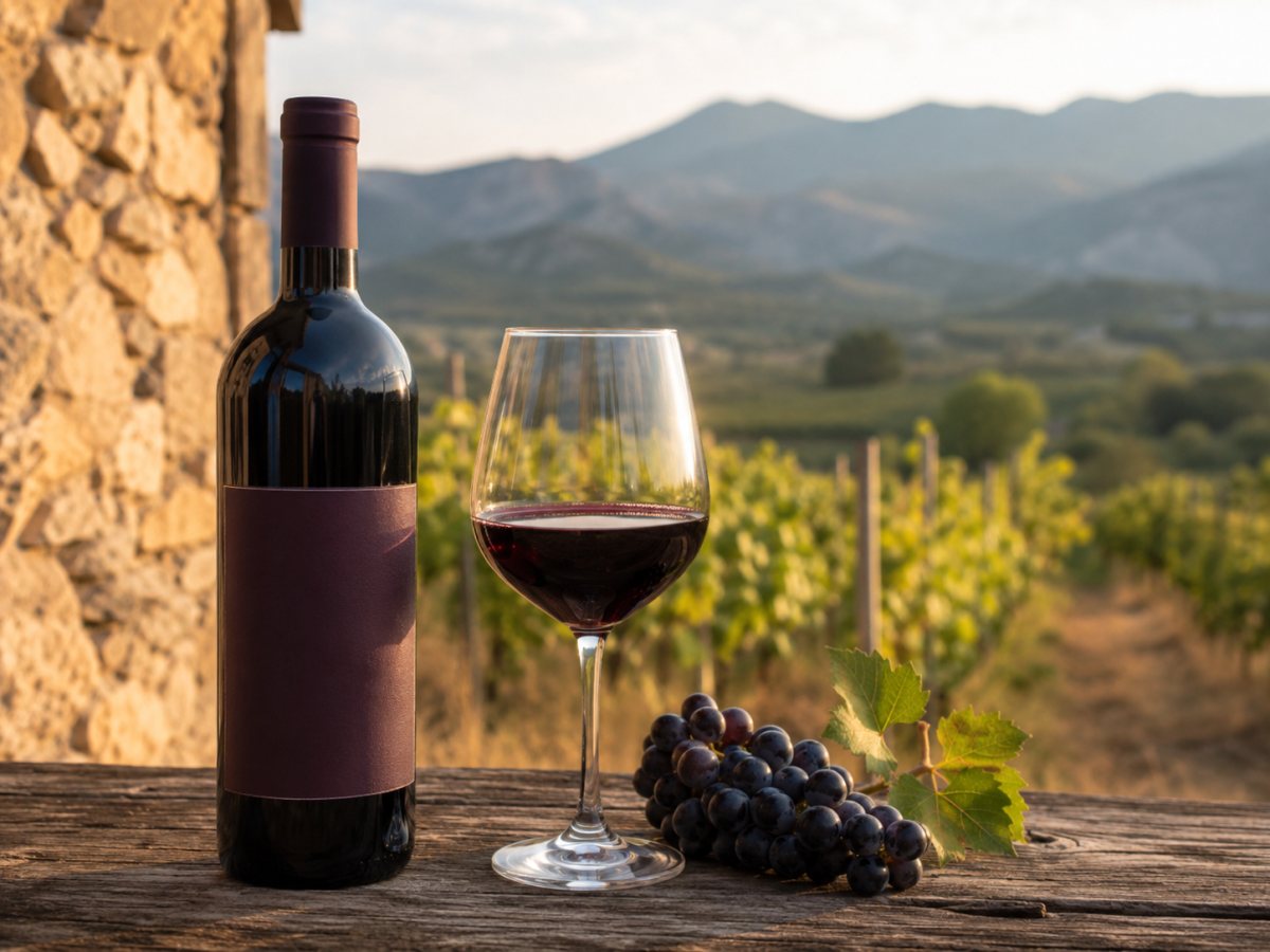 Copa de vino Vranac de color rubí profundo