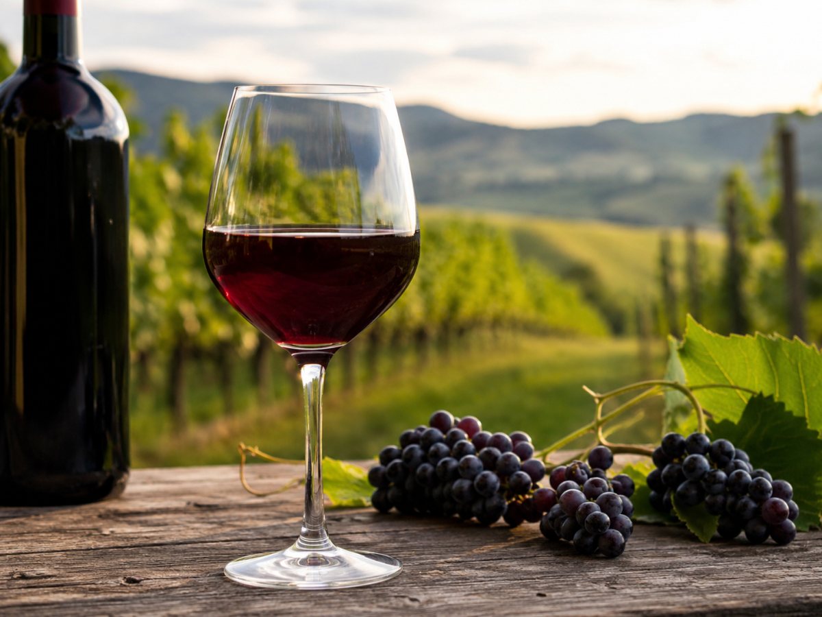 Copa de vino elaborado con uva Zweigelt