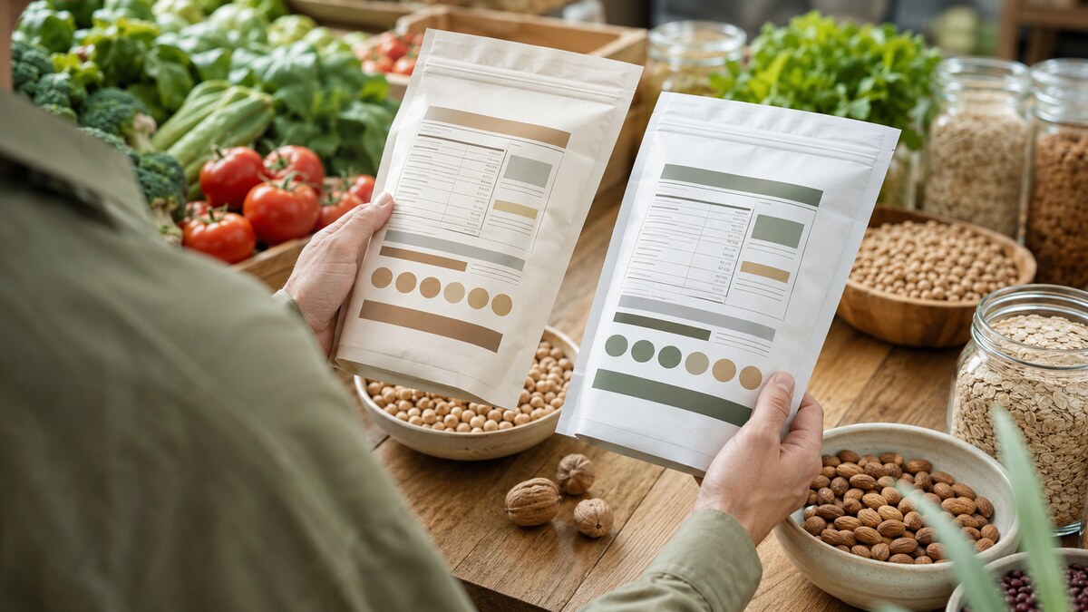 Dos alimentos envasados comparados mediante sus etiquetas nutricionales