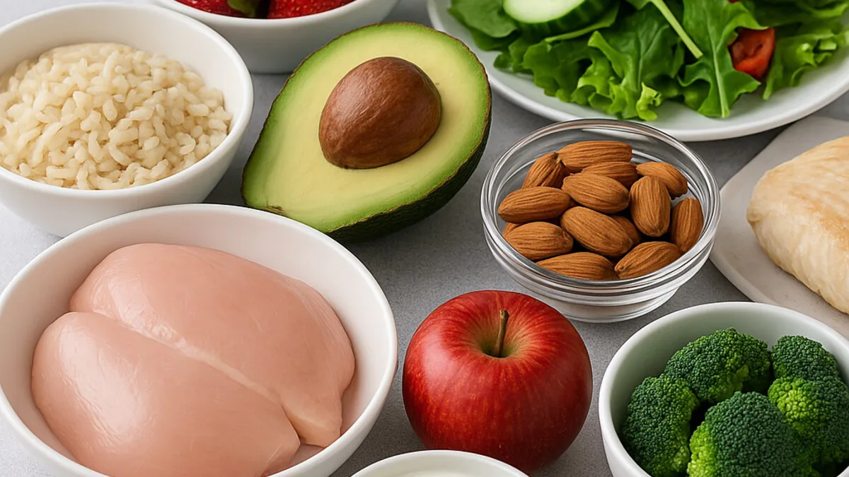 Plato con verduras, legumbres, cereal y una porción proteica para una comida saciante