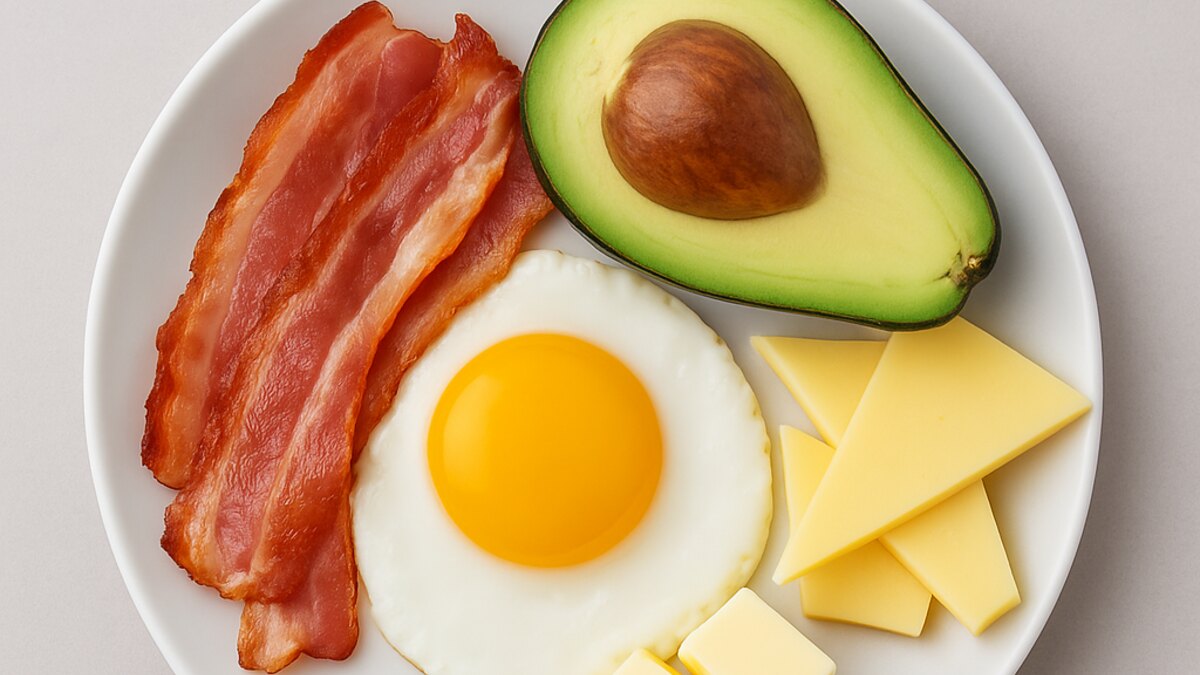 Plato moderado en carbohidratos con hortalizas, proteína y aceite de oliva