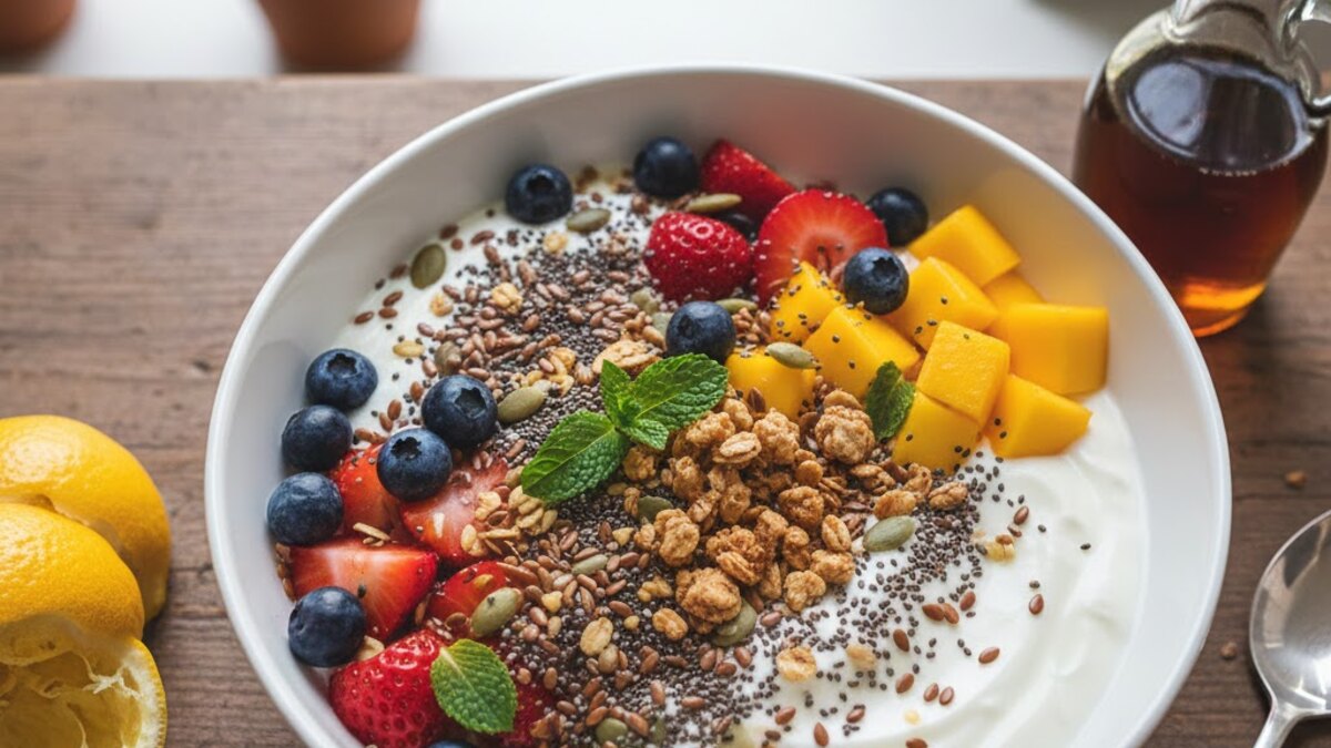 Colaciones energéticas con yogur, pan, fruta y frutos secos para aumentar la ingesta