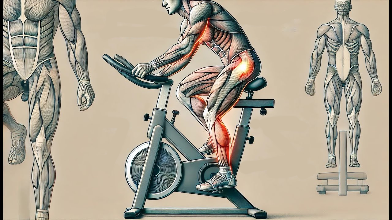 Persona entrenando en bicicleta estática