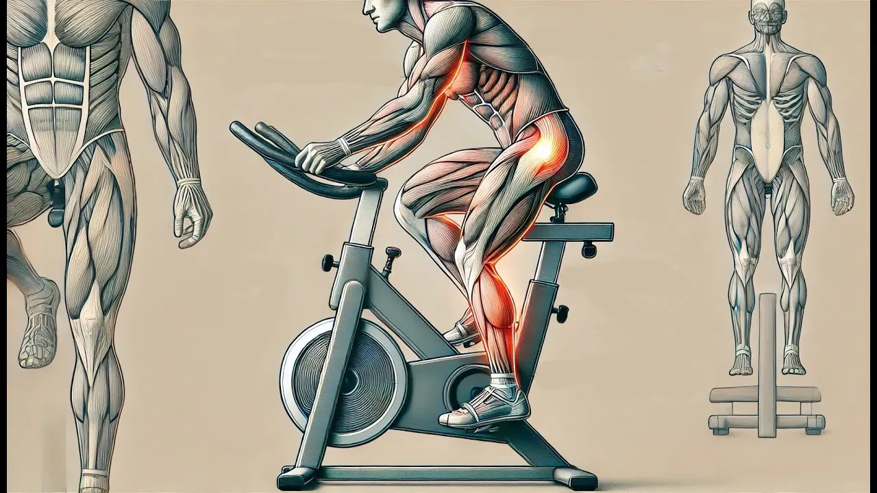 Persona entrenando en bicicleta estática