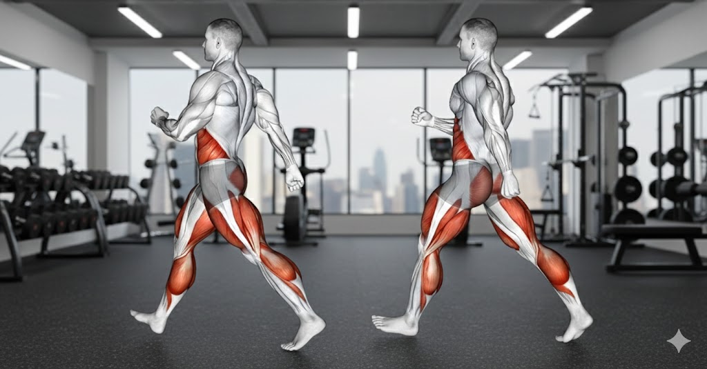 Técnica para caminar rápido: postura erguida, braceo activo, zancada cómoda y apoyo del pie con control