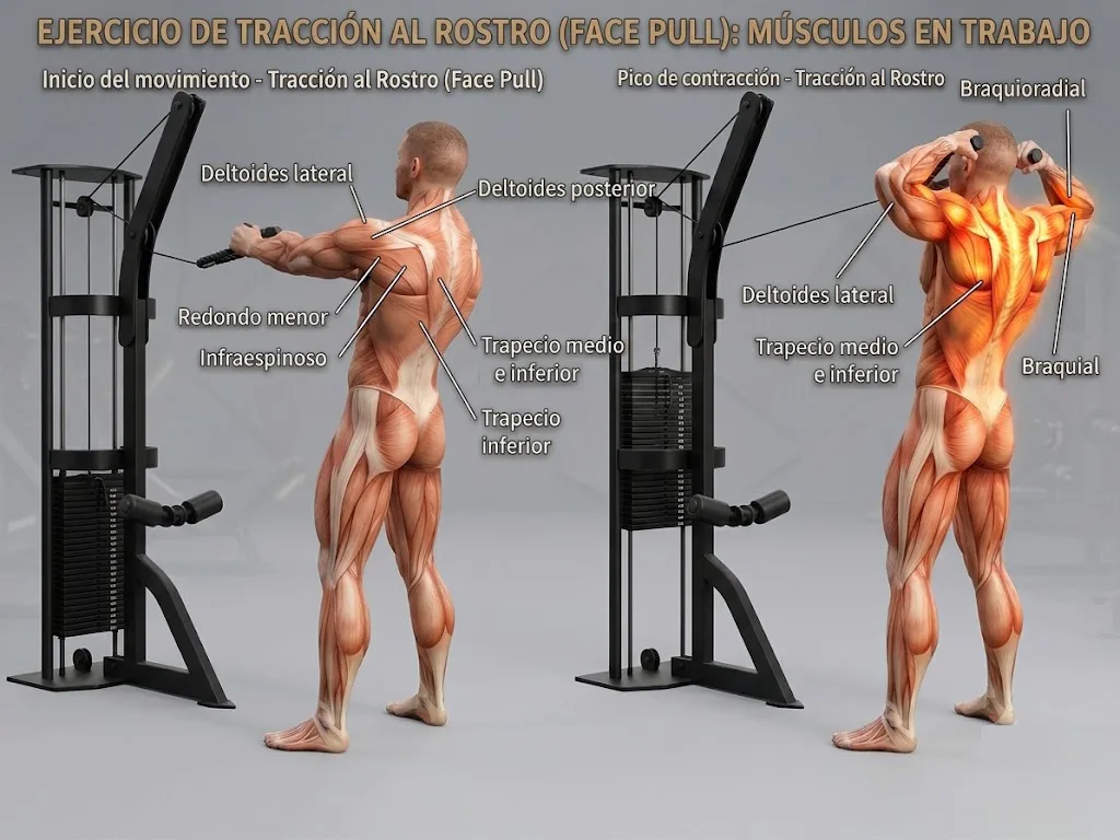 Face pull como ejercicio de fuerza para espalda alta y hombros