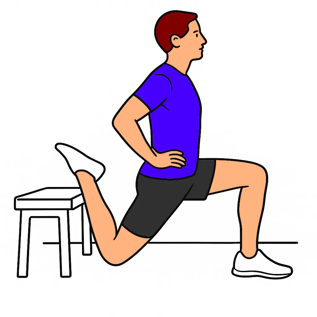 Estiramiento específico del recto femoral combinando extensión de cadera y flexión de rodilla