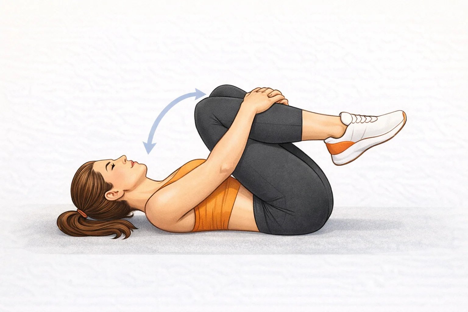 Rodillas al pecho para explorar flexión lumbar suave