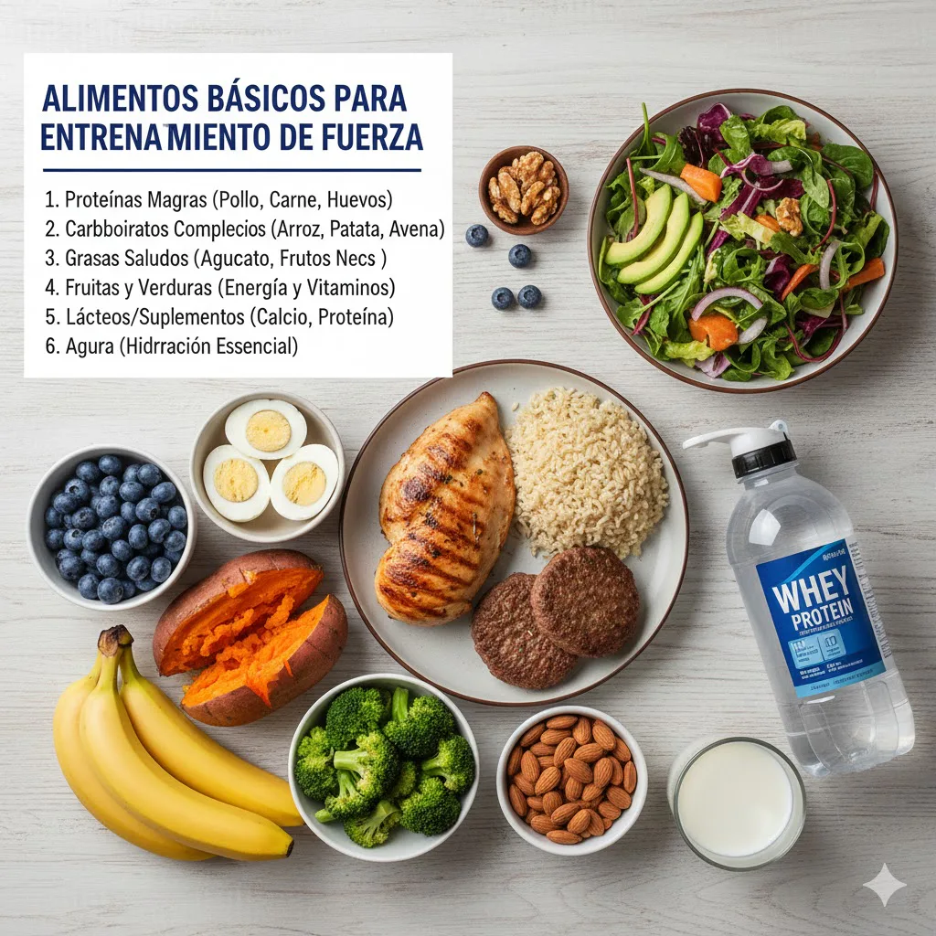 Alimentos básicos para apoyar entrenamiento de fuerza