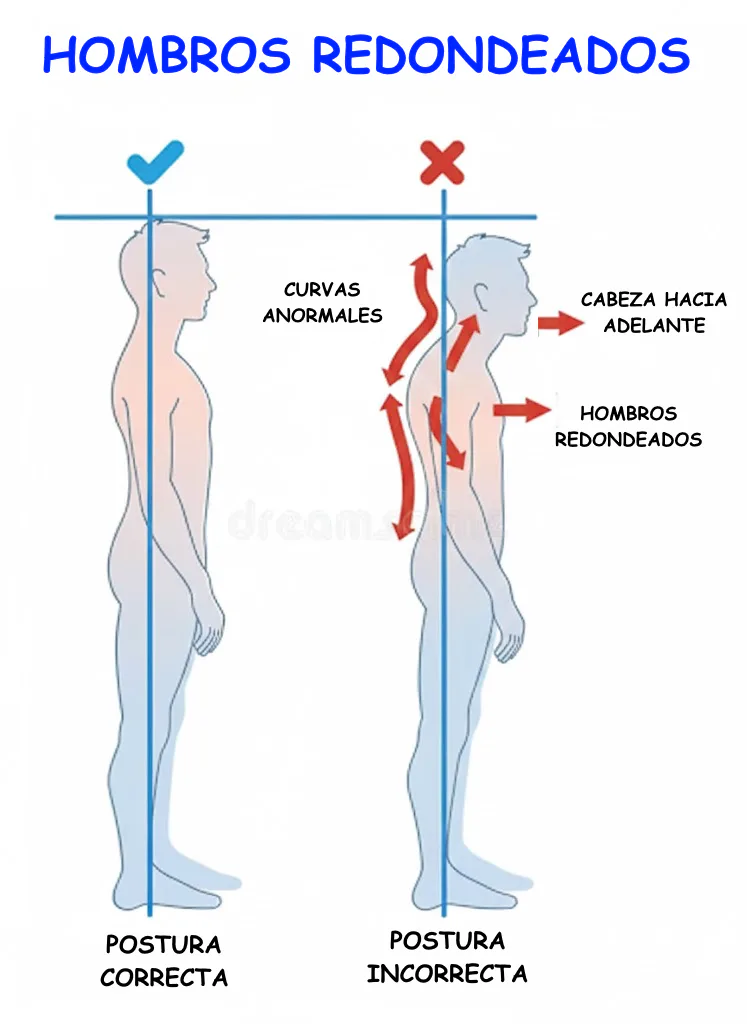 Ejemplo de hombros adelantados o redondeados
