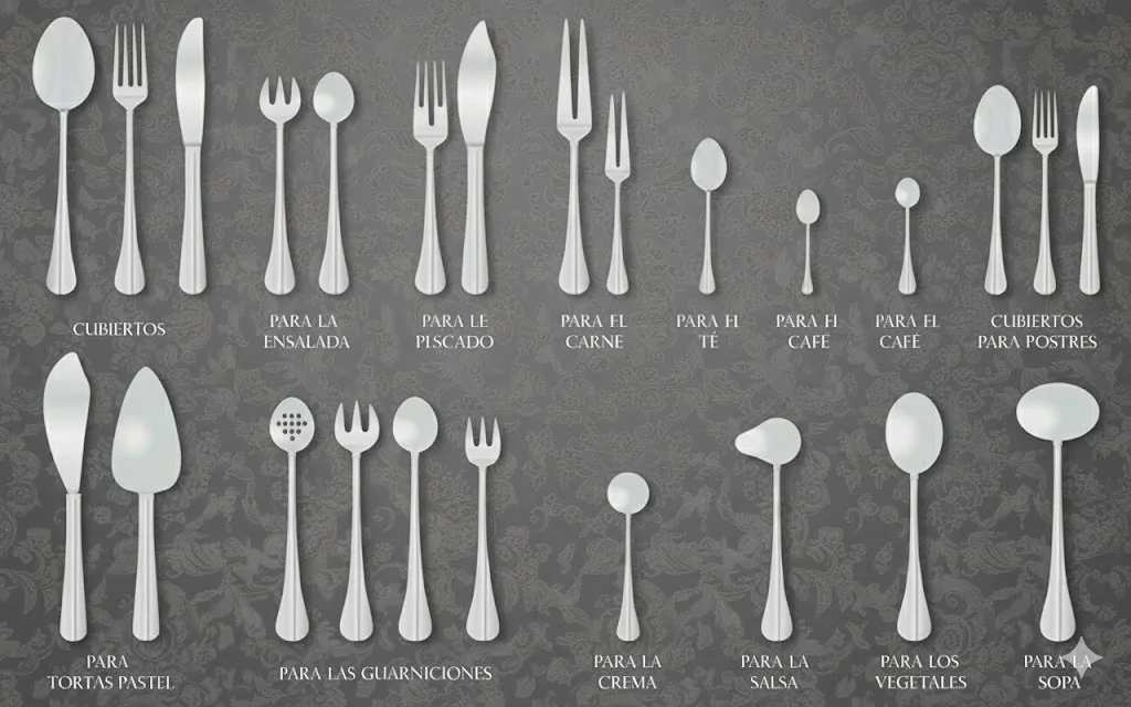 Cubiertos colocados alrededor de un plato