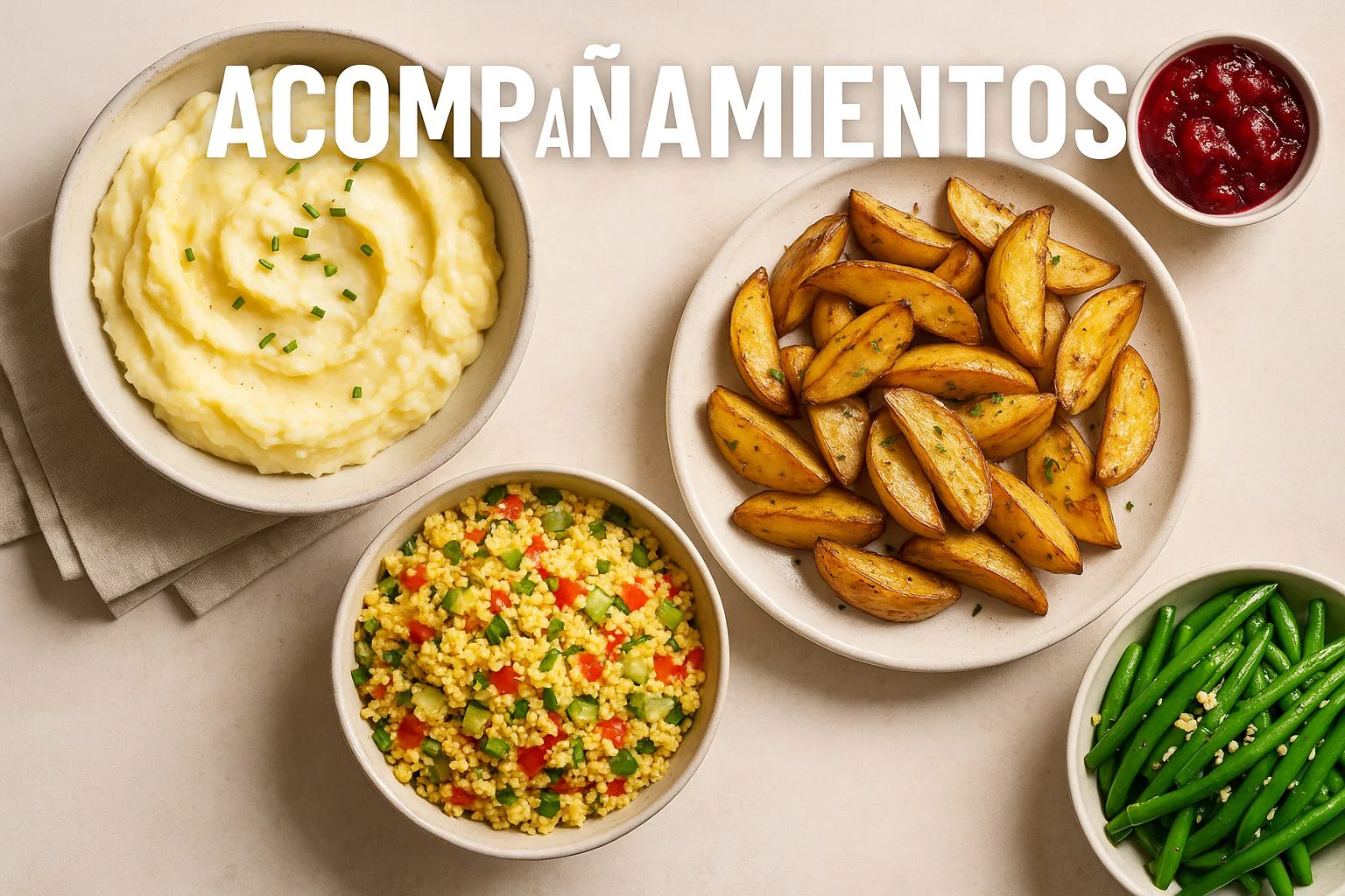 Acompañamientos y guarniciones con patatas, verduras, ensaladas, panes, arroces y recetas en freidora de aire