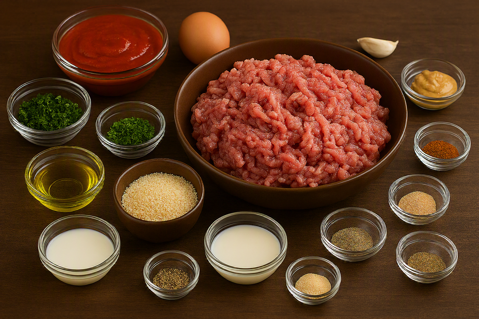 Ingredientes para preparar albóndigas en freidora de aire