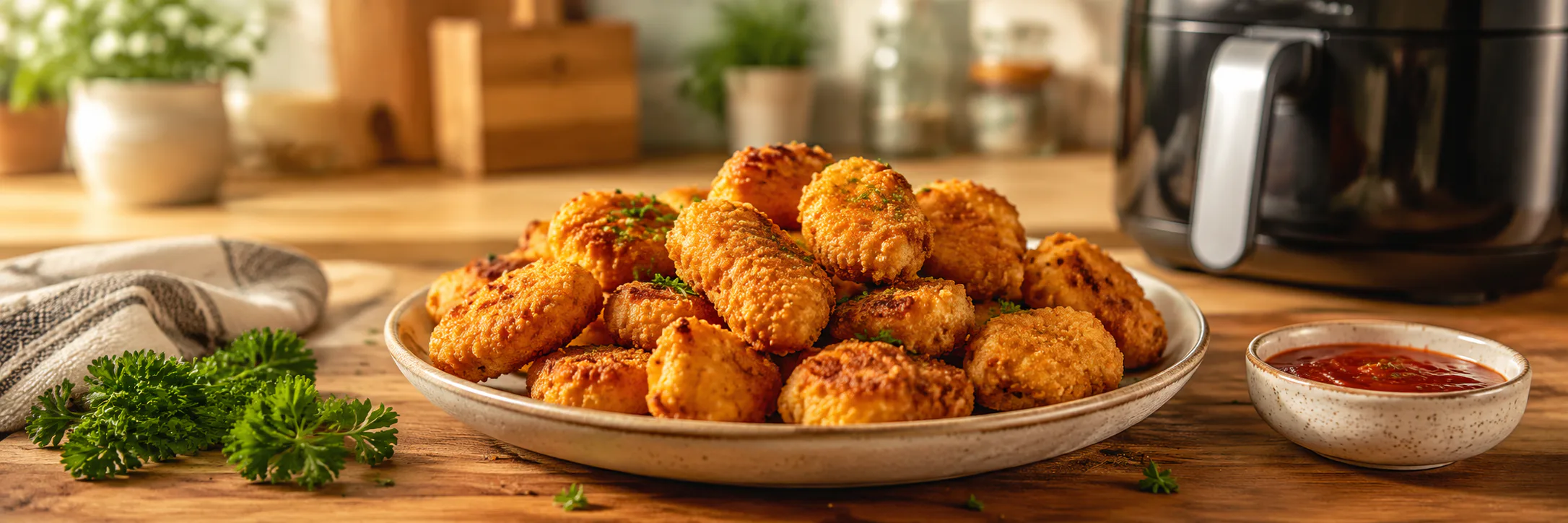 Nuggets caseros en freidora de aire crujientes