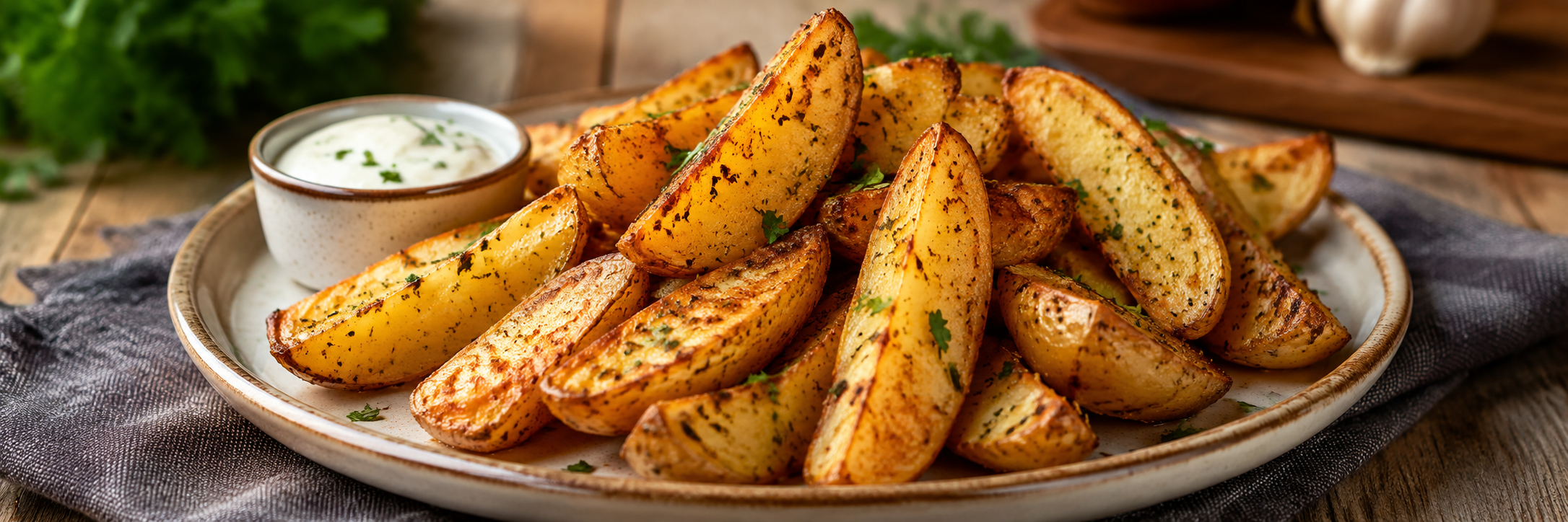 Patatas gajo especiadas cocinadas en freidora de aire