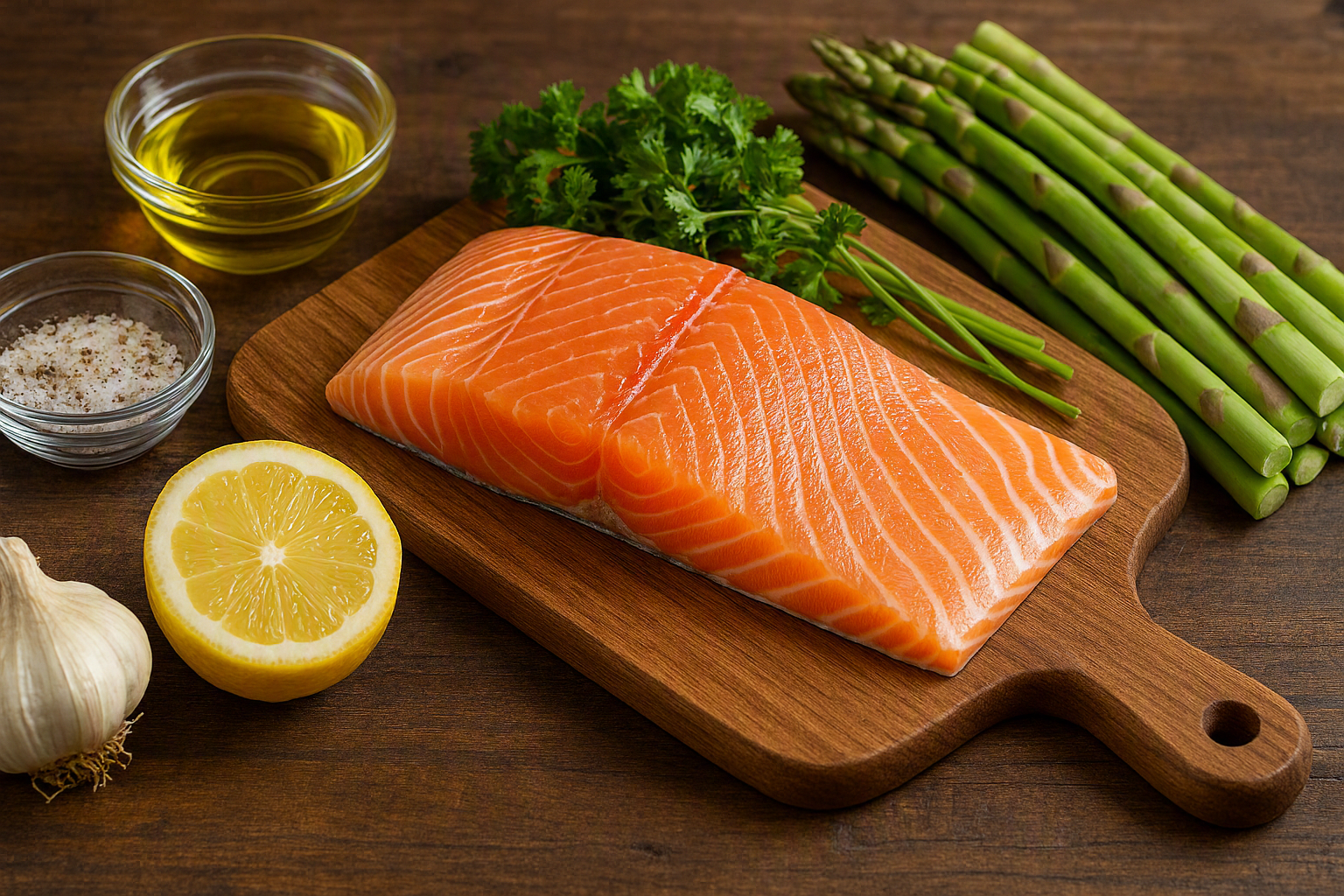 Ingredientes para preparar salmón en freidora de aire