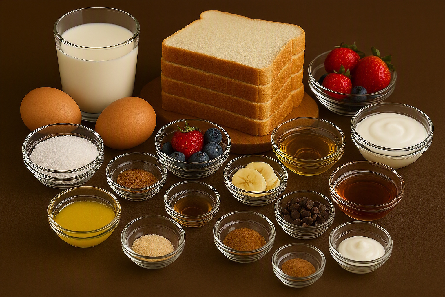 Ingredientes para preparar tostadas francesas en freidora de aire