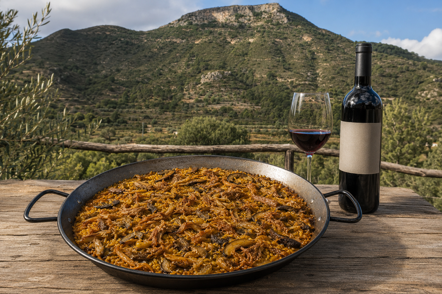 Arroz seco de pulled pork, cebolla caramelizada y boletus terminado