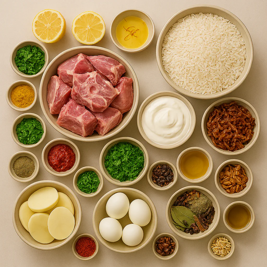 Ingredientes para Biryani de cordero