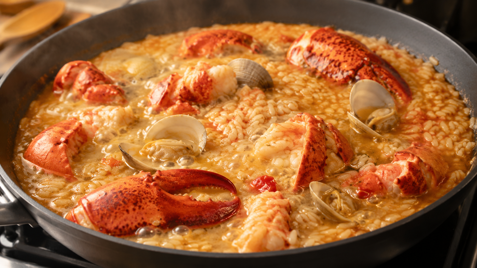 Detalle 4 del proceso de Arroz a la italiana con bogavante y sepia