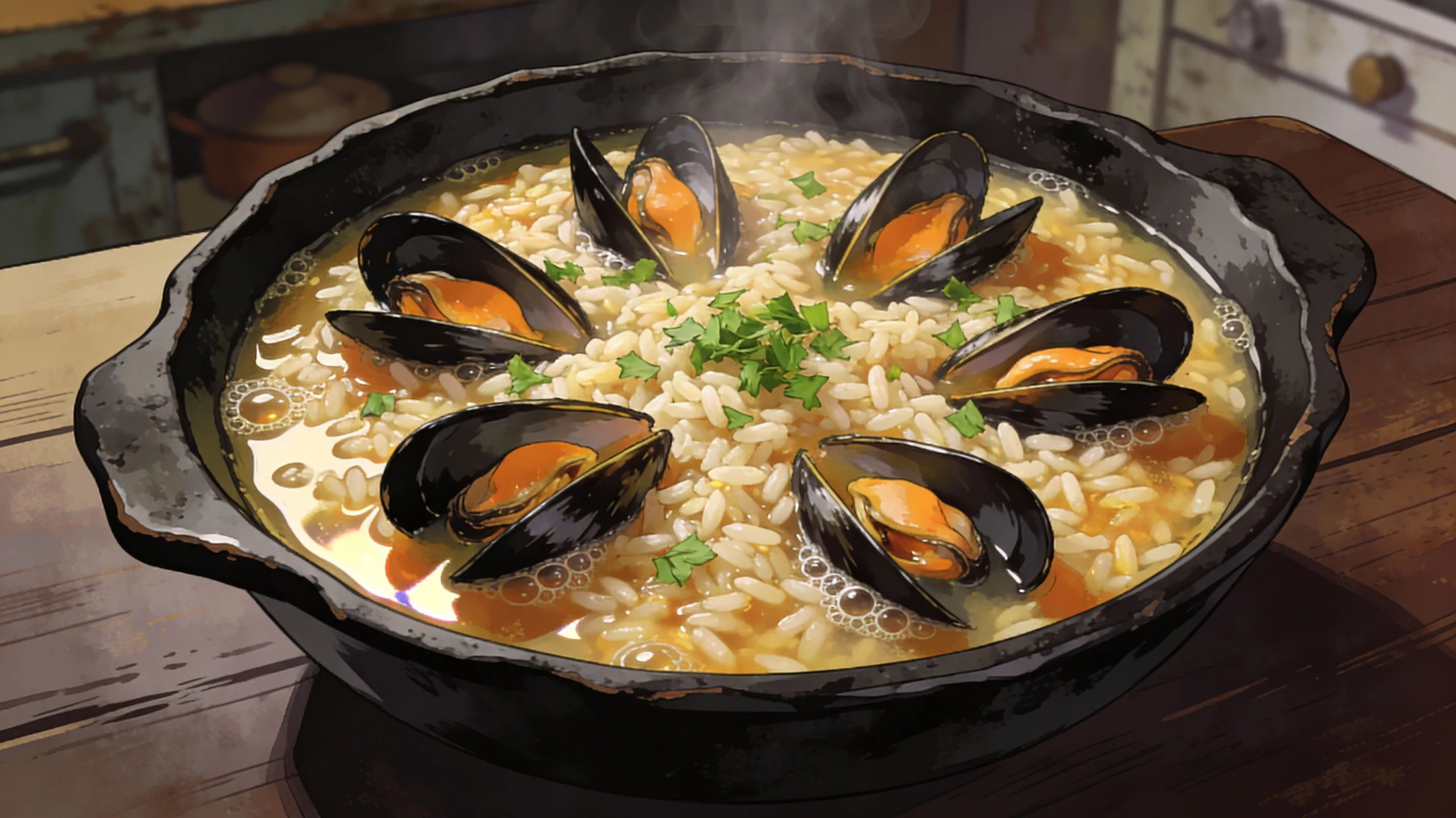 Arroz caldoso de mejillones