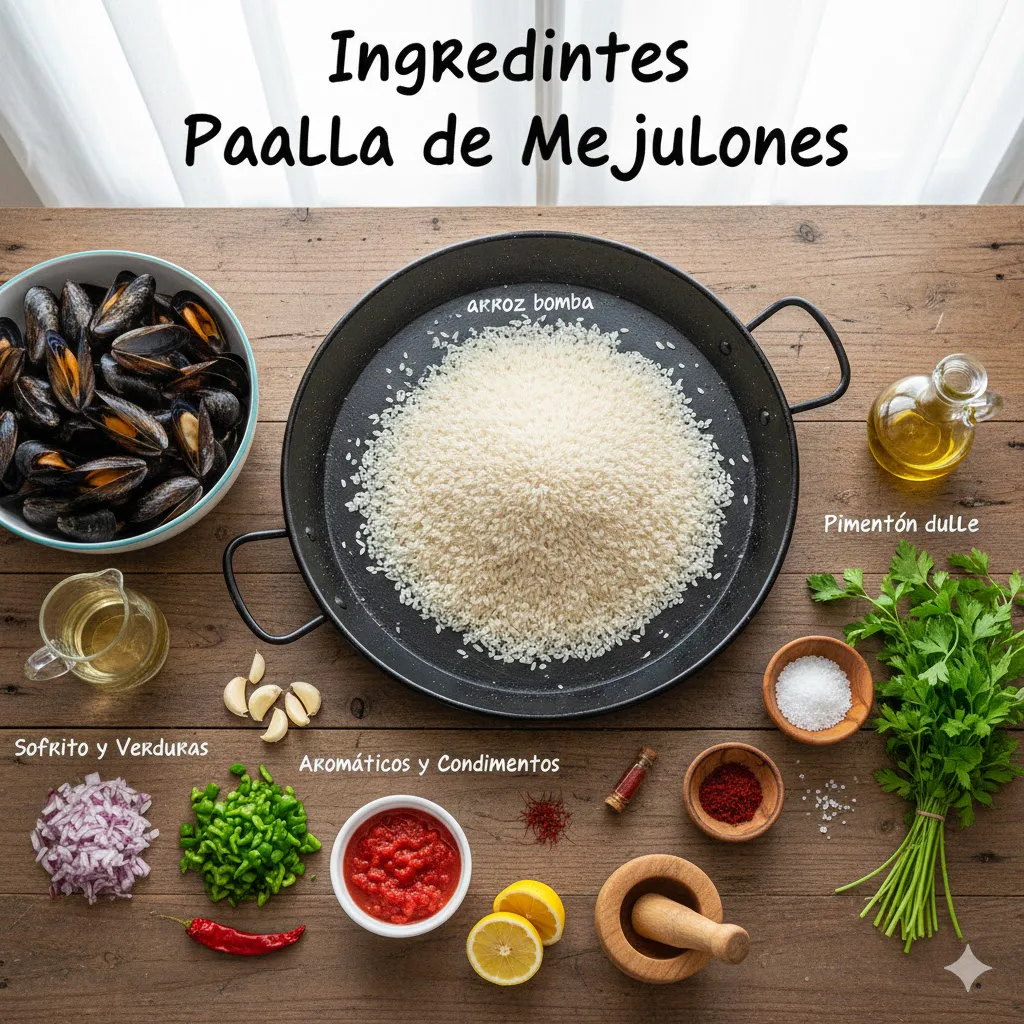 Ingredientes para Arroz caldoso de mejillones