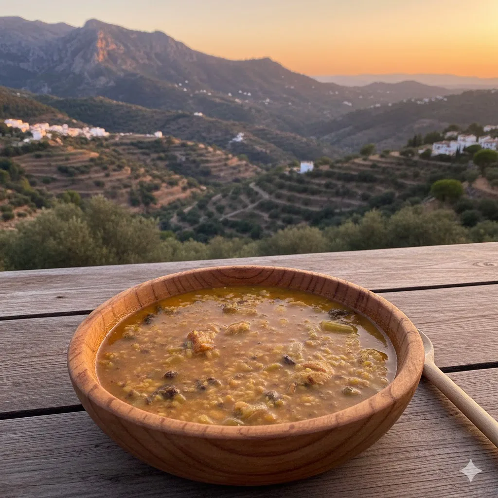 Detalle 1 del proceso de Arroz meloso con pato, cardos, alubias y morcillas