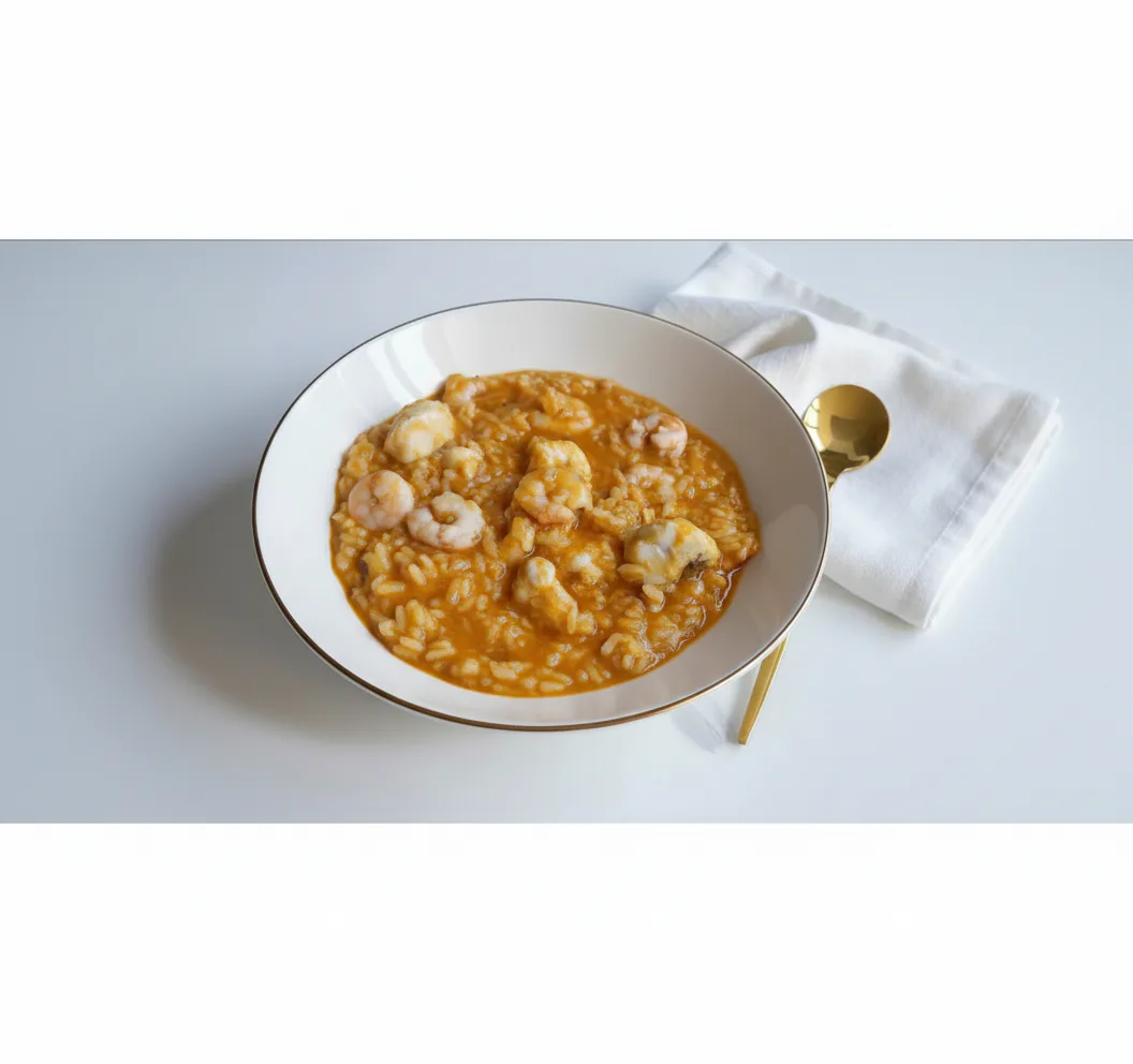 Arroz meloso de rape y gambas
