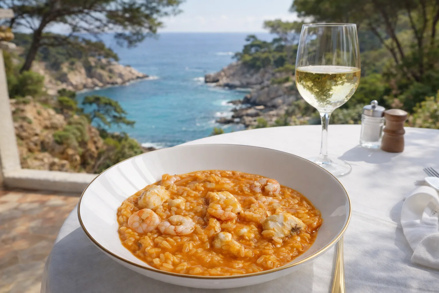 Detalle 1 del proceso de Arroz meloso de rape y gambas