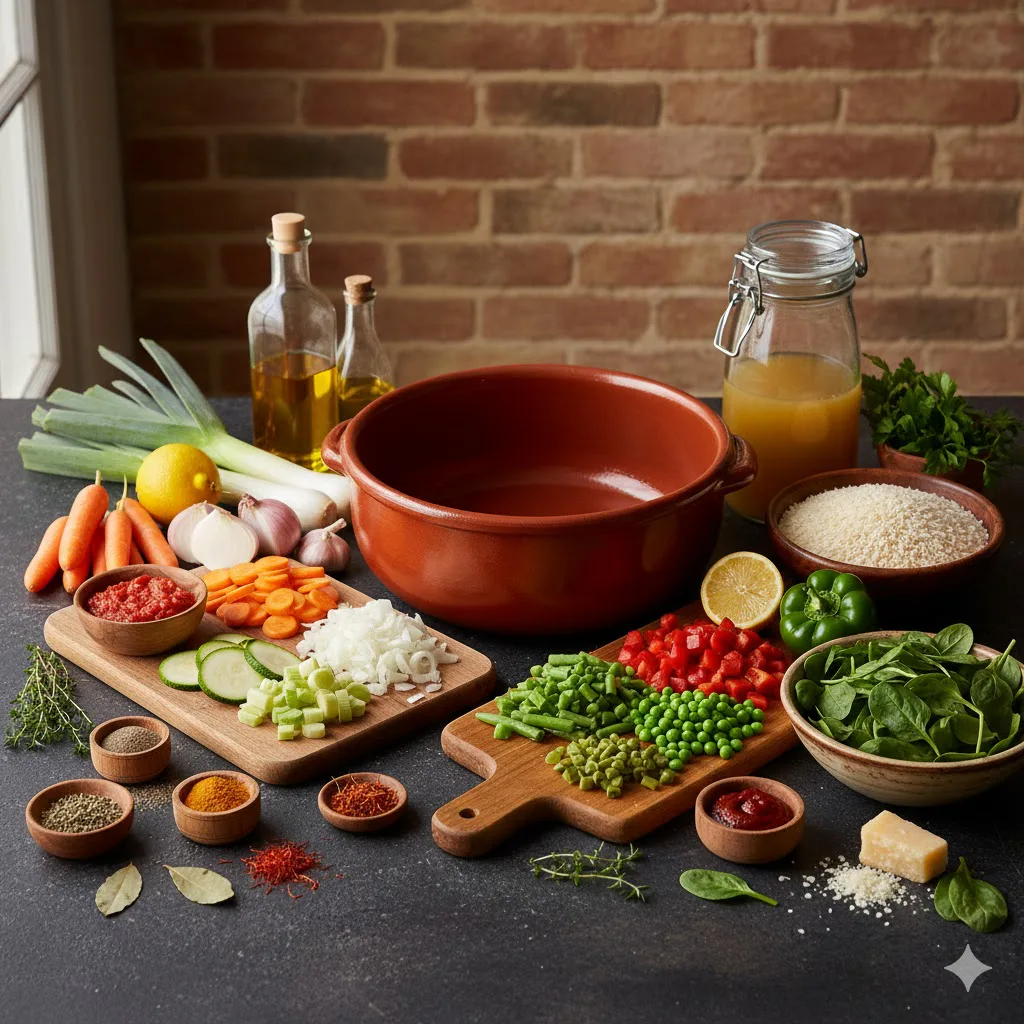 Ingredientes para Arroz meloso de verduras