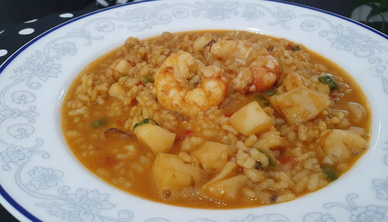 Arroz meloso de sepia y gambas