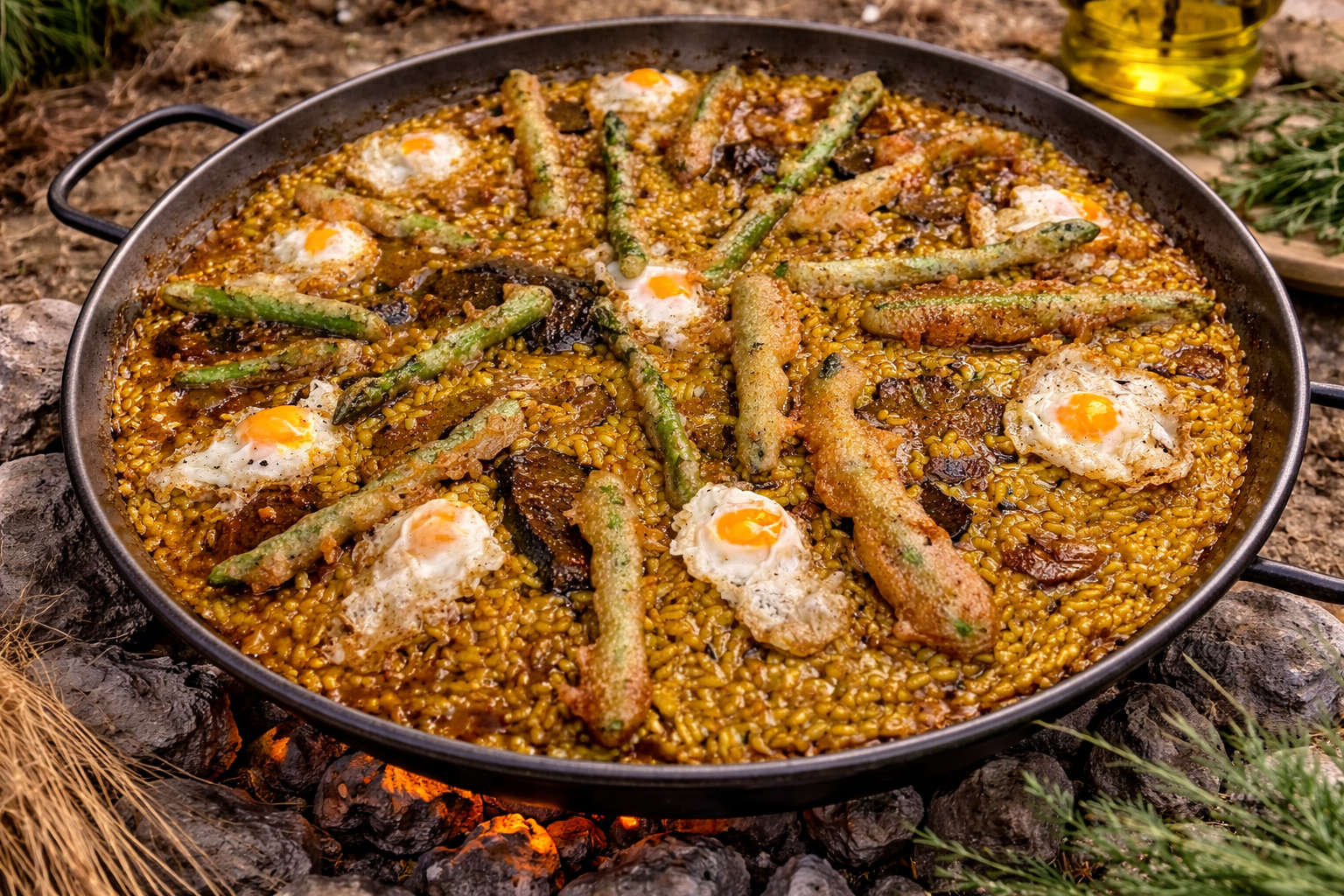 Cocina de restaurante gourmet con vistas a dehesa ibérica